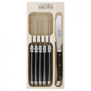 Laguiole Andre Verdier Butter Pate Knife Set Black