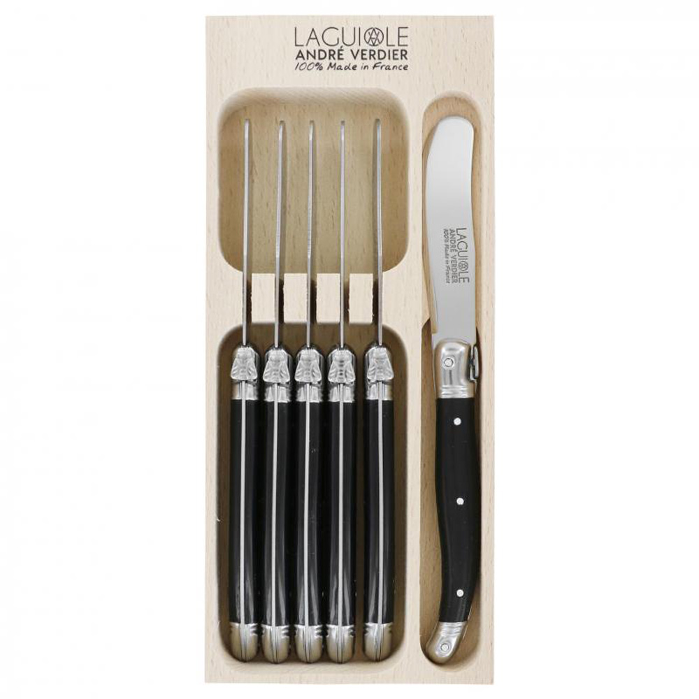 Laguiole Andre Verdier Butter Pate Knife Set Black